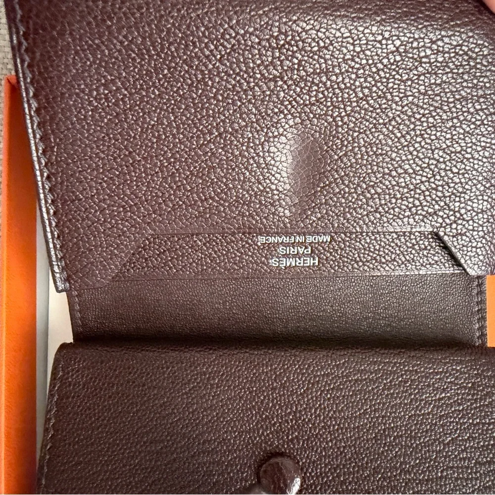 HERMES Chevre Mysore Mini Bearn Wallet Rouge H - Picture 3 of 10